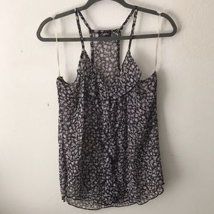 Floral Burnout Cami Tank with Ruffle Detail